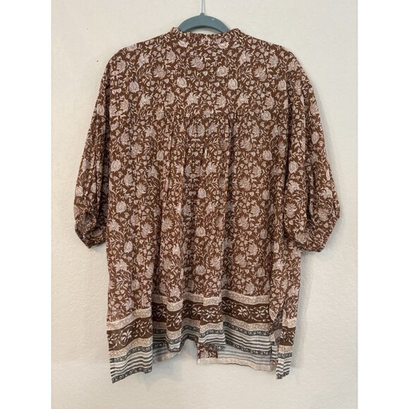 We The Free Border Batik Top Chestnut Brown Floral Size XS - Picture 8 of 9